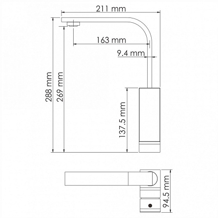Смеситель WasserKRAFT Abens 2007 для кухонной мойки, черный