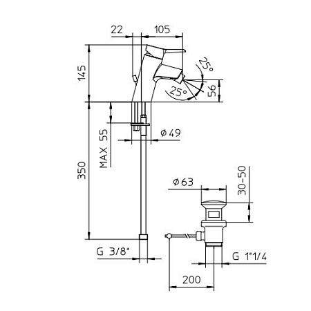 Смеситель Palazzani Pin 48411010 для биде хром