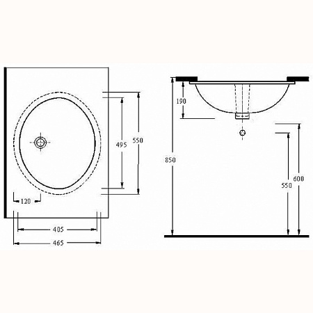 Раковина под столешницу beWash Balaton 91551001 55x40,5x19 белый глянцевый