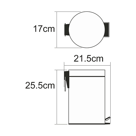 Ведро WasserKRAFT K-633B с педалью 3л, черный