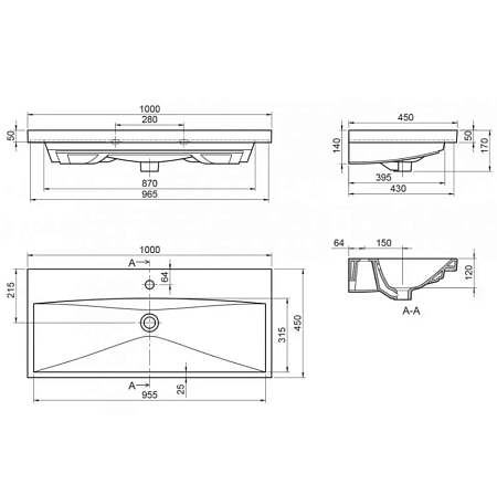 Раковина BelBagno BB-0324-100-LVB 100х45 белый