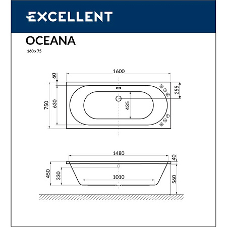 Акриловая ванна Excellent Oceana WAEX.OCE16WH 160x75 белый