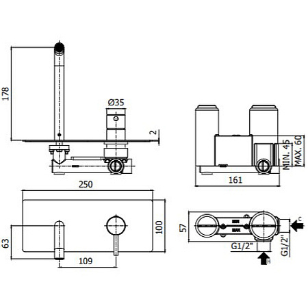 Смеситель Paffoni Light LIG105NO для раковины, черный матовый