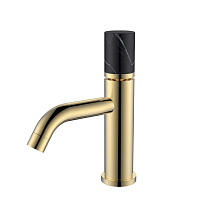 Смеситель Boheme Stick 121-G-MR-BLACK для раковины, ручка Mramor Black, золото/черный мрамор
