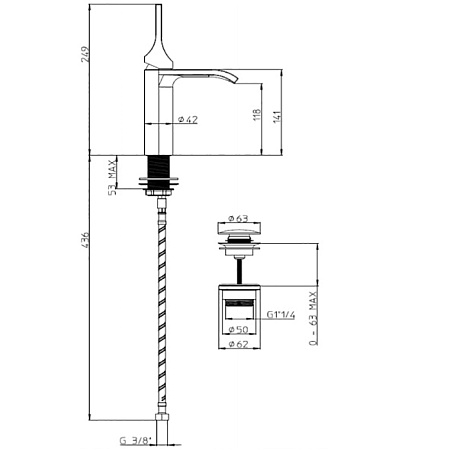 Смеситель Bossini Apice E89603.045 для раковины, белый матовый