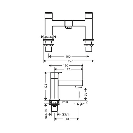 Смеситель Hansgrohe Vernis Shape 71452000 на борт ванны, хром
