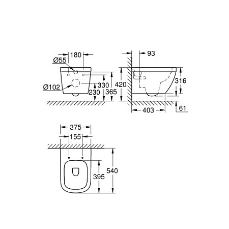 Унитаз подвесной Grohe Euro Ceramic 39538000