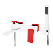 Смеситель Boheme Q 143-CRR.2 для ванны с душем, хром/красный