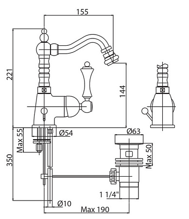 Смеситель Cezares Margot MARGOT-BSM2-02-Bi для биде
