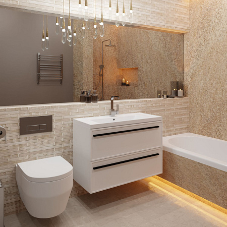 Тумба с раковиной La Fenice Elba TWIN FNC-01-ELB-B-100-2 два ящика, Bianco белый матовый