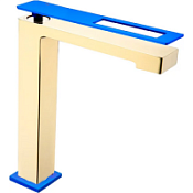 Смеситель Boheme Q 142-GUW для раковины, золото/синий