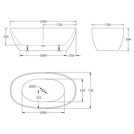 Акриловая ванна BelBagno BB81-1500-W0 150x75 белый