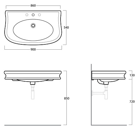 Тумба с раковиной Simas Lante LAM90 bi белый глянцевый