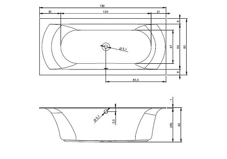 Ванна акриловая Riho Linares Velvet  B142001105 180x80