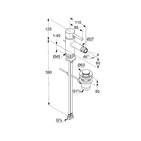 Смеситель Kludi Bozz 385333976 для биде, черный матовый