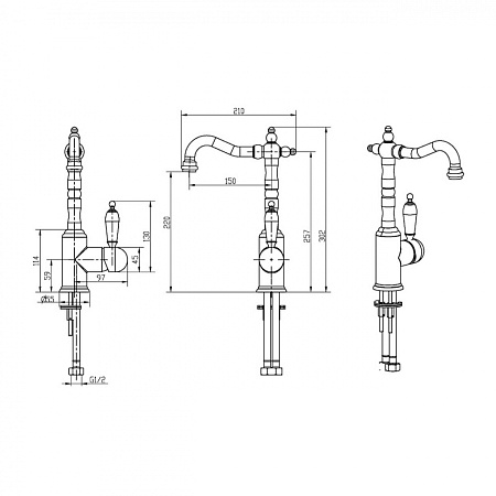 Смеситель Boheme Provanse Ripresa 362 для раковины, бронза