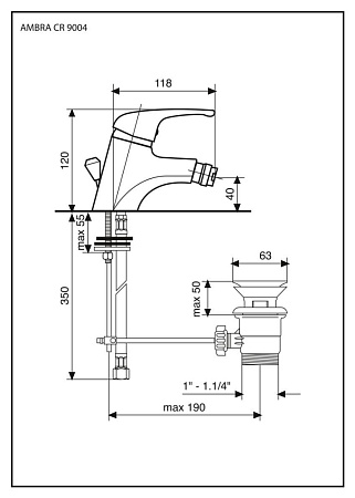 Смеситель Emmevi Ambra 9004BC для биде, белый/хром