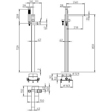 Смеситель Bossini Aki Z00771.030 для ванны, хром