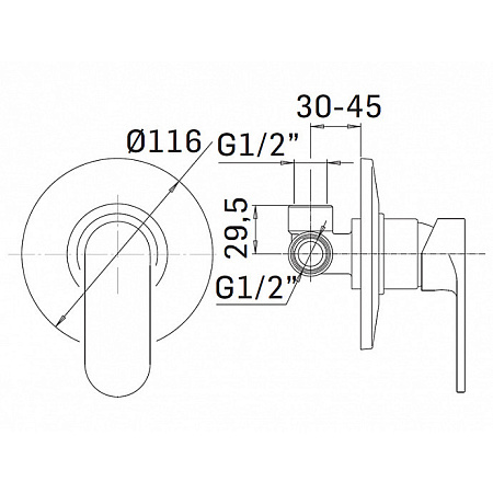 Смеситель Mamoli Sadler 3606PE00600K для душа, черный матовый