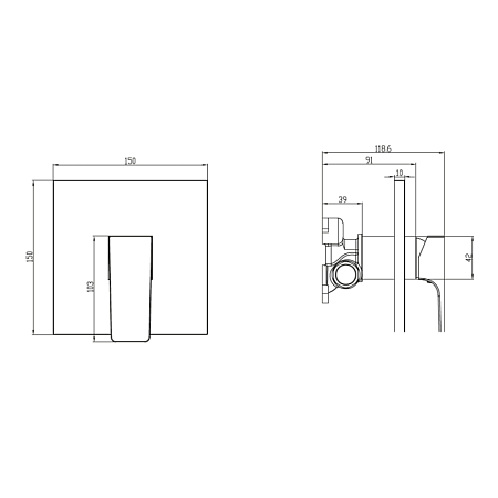 Смеситель Villeroy & Boch Architectura Square TVS12500200076 для душа, золото сатинированное