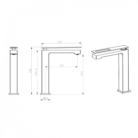 Смеситель Boheme Q 142-CRB для раковины, хром/черный