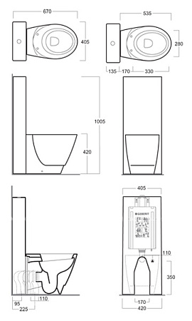 Унитаз-моноблок Simas Bohemien BO01bi