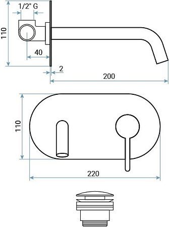 Смеситель Emmevi Filoinox 85055/IN для раковины, нержавеющая сталь