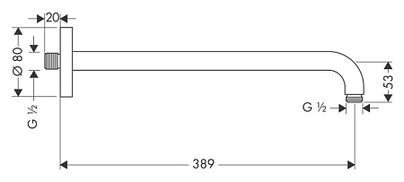 Кронштейн для верхнего душа Hansgrohe 27413000 хром
