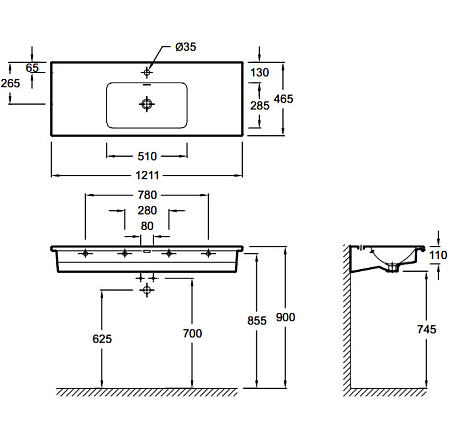 Раковина Jacob Delafon Vox EB2101-DD4 120х46 коричневая