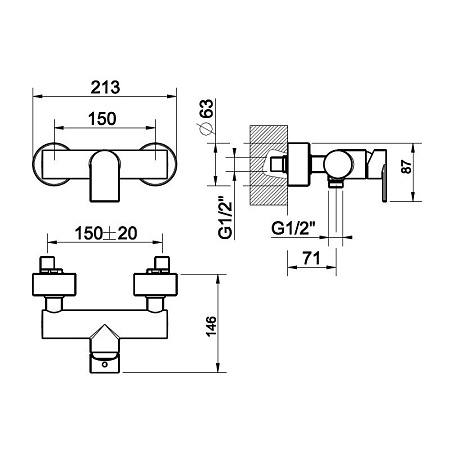 Смеситель Gessi Via Manzoni 38631.299 для душа, черный