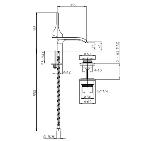 Смеситель Bossini Apice E89600.073 для раковины, черный матовый