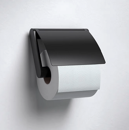 Держатель туалетной бумаги Keuco Plan 14960370000 с крышкой, черный матовый