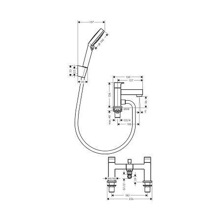 Смеситель Hansgrohe Vernis Shape 71462000 на борт ванны, хром