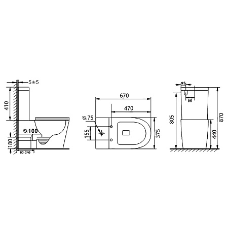 Унитаз-компакт beWash Aldo BKBWT401670 с системой микролифт, белый матовый