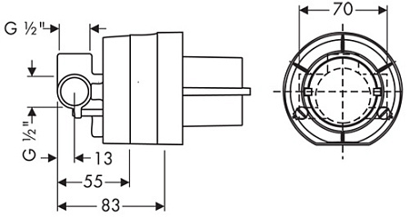 Cкрытая монтажная часть Hansgrohe 13620180 для смесителя для душа