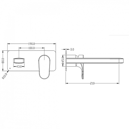 Смеситель Boheme Spectre 455-CR для раковины, встроенный, хром