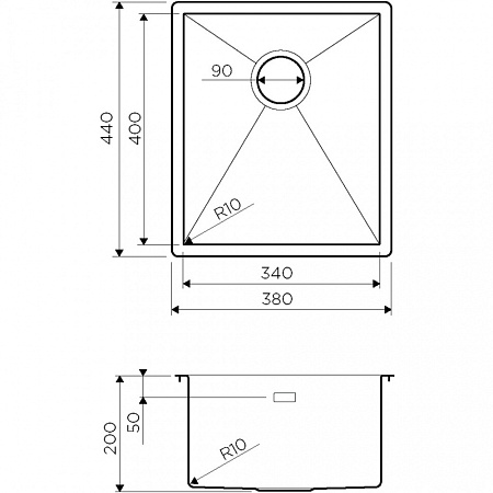 Кухонная мойка Omoikiri Taki 38-U/IF-IN 38х44 нержавеющая сталь