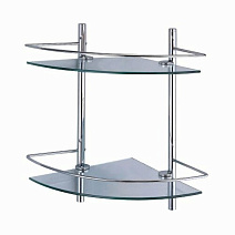 Полка WasserKRAFT K-3122 стеклянная, двойная, угловая, хром Полка WasserKRAFT K-3122 стеклянная, двойная, угловая, хром