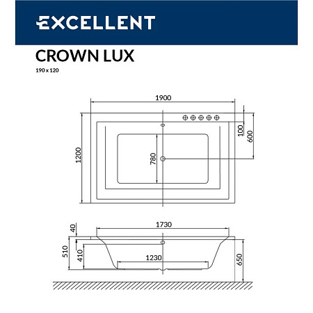 Акриловая ванна Excellent Crown WAEX.CRO19WH 190x120 белый