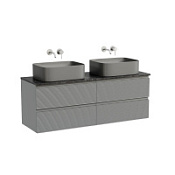 Тумба с раковиной и столешницей Sancos Folk 140 FL70ES+TT140A1 Ergraut soft/Black Sky