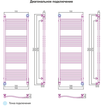 Полотенцесушитель водяной Сунержа Флюид 00-0122-1550 150x50 хром