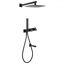 Душевая система ABBER Rund AF8717B скрытого монтажа с изливом, черный матовый