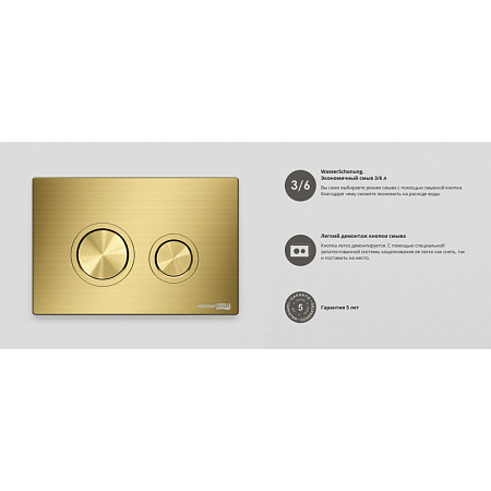 Кнопка смыва WasserKRAFT MG01 золото матовое