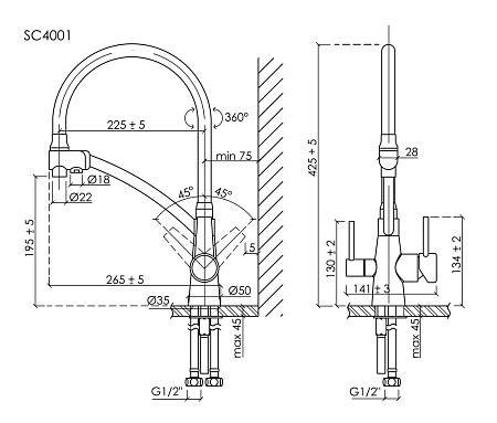 Смеситель для кухонной мойки Sancos Eri SC4001CH хром/серый
