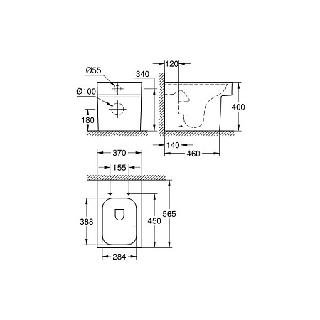 Чаша для унитаза приставного Grohe Cube 3948500H