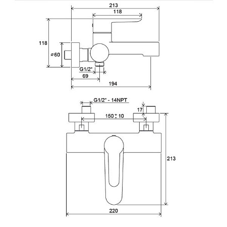 Смеситель Ravak Puri PU 022.00 X070115 для ванны хром