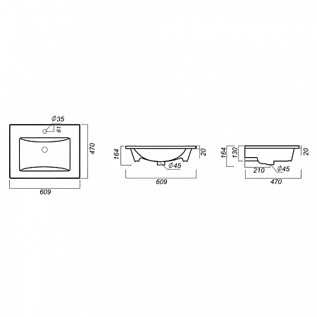 Раковина Sanita Luxe QUADRO 60 QDR60SLWB01