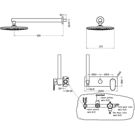Душевой комплект Boheme Spectre 454-MW для душа, белый матовый