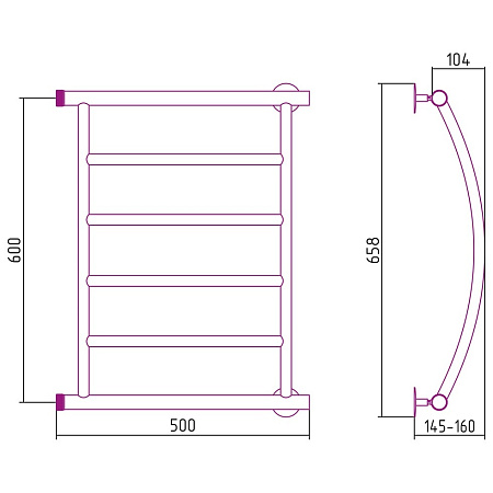 Полотенцесушитель водяной Стилье Минор 0602 60х50 хром