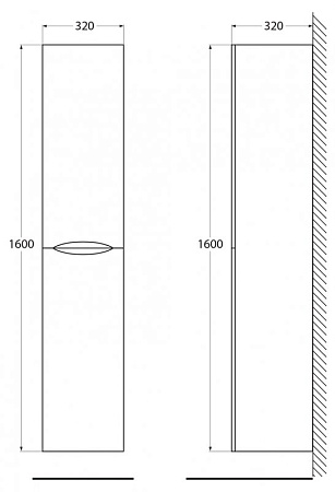 Шкаф-пенал BelBagno Acqua ACQUA-1600-2A-SC-BL-P 32 подвесной, bianco lucido